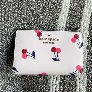Kate Spade Staci Dancing Cherries Printed Medium Compact Bifold Wallet